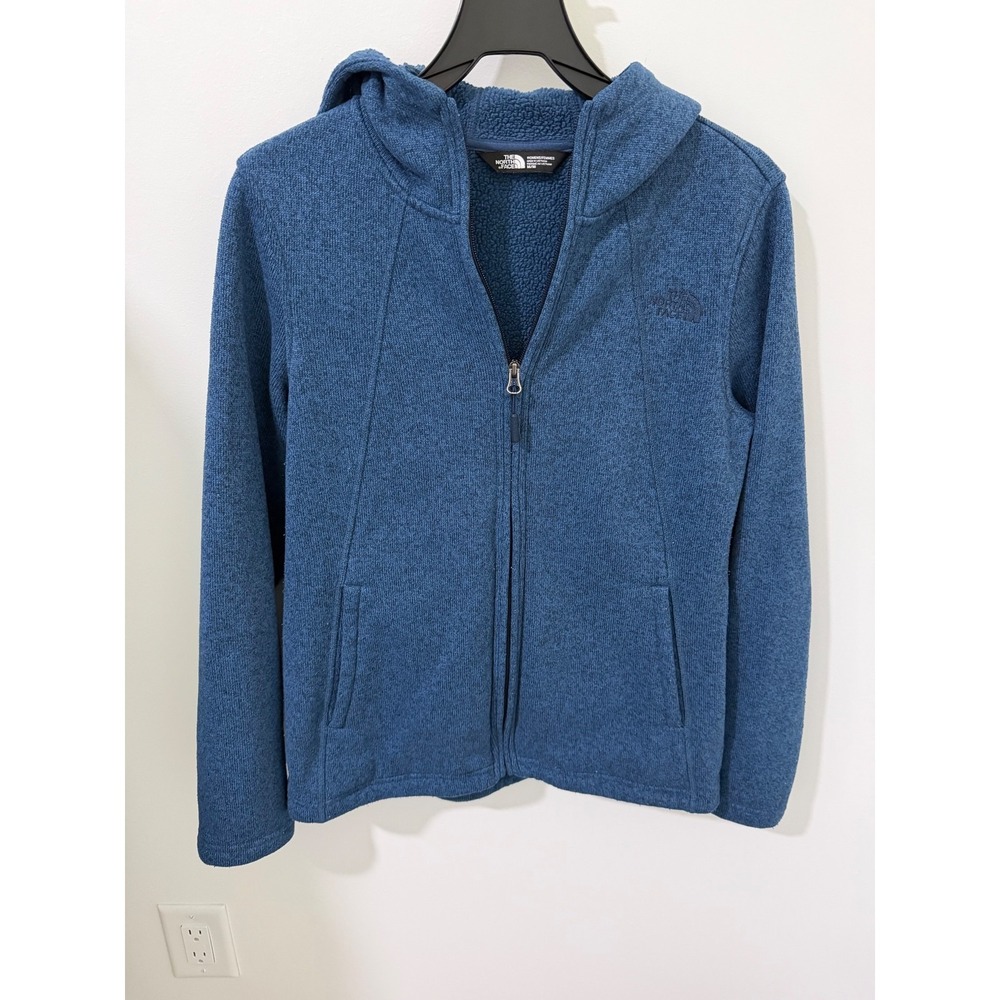 The North Face Women's Fleece Jacket Navy Blue Medium Full Zip Sherpa Lined Hood